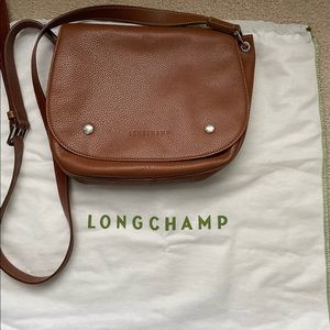Longchamp Small Le Foulonne Leather Saddle Bag - Cognac